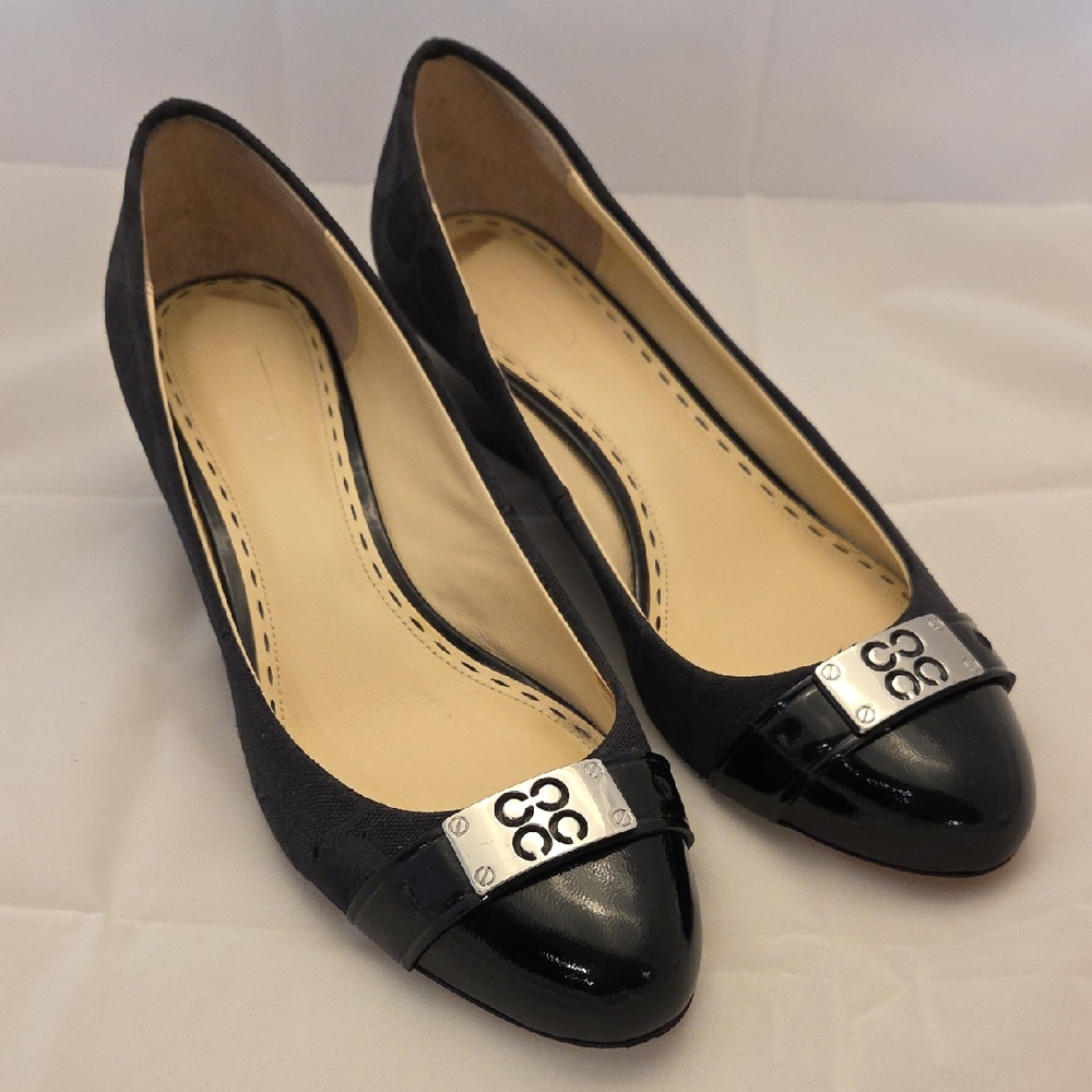 Coach Black Wedge Heels with Silver Detail